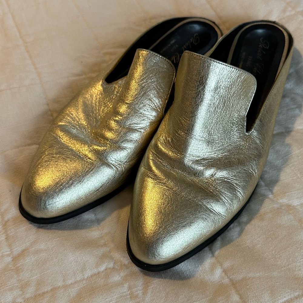 Metallic slip on shoes
